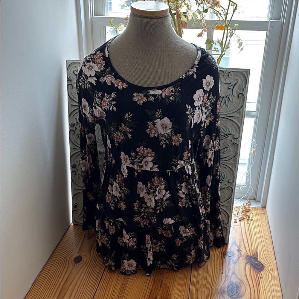 Floral Black Women's Top